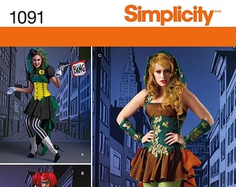 Simplicity 1091 Steampunk Villainess Cosplay Sewing Pattern - Sizes 6-14 Bust 30.5-36" - UNCUT OOP