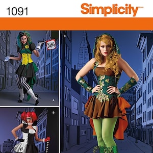 Simplicity 1091 Steampunk Villainess Cosplay Sewing Pattern - Sizes 6-14 Bust 30.5-36&quot; - UNCUT OOP