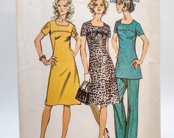 1970s Women's Dress, Tunic, and Pants Sewing Pattern - Simplicity 5042 - Plus Size Vintage Pattern - Women's Size 22 1/2