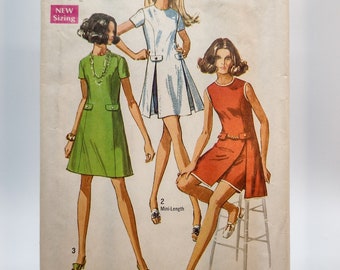 1960s Slit Mini Dress with Shorts Sewing Pattern - Simplicity 8281 - Misses Size 12