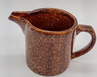 Vintage Brown Speckled Pottery Creamer
