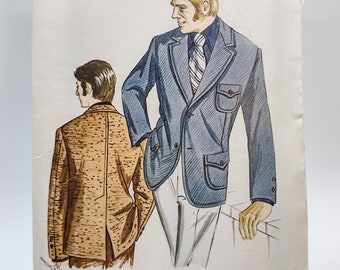 70s Men's Sport Coat Sewing Pattern - Kwik Sew 329 - Sizes 42-46 - Uncut Factory Folded