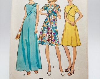 70s A-Line Dress Vintage Plus Size Sewing Pattern - Simplicity 6395 - Size 20 1/2