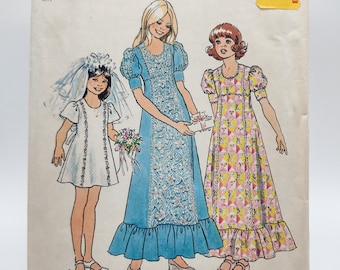 70s Girls Dress in Two Lengths Sewing Pattern - Simplicity 6823 - Girl's Size 12 & 14