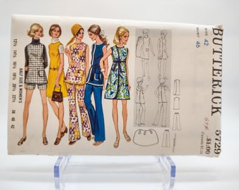 1960s Women's Dress, Tunic, Shorts and Pants Sewing Pattern - Butterick 5729 - Bust Size 46" - Uncut Plus Size Vintage Pattern