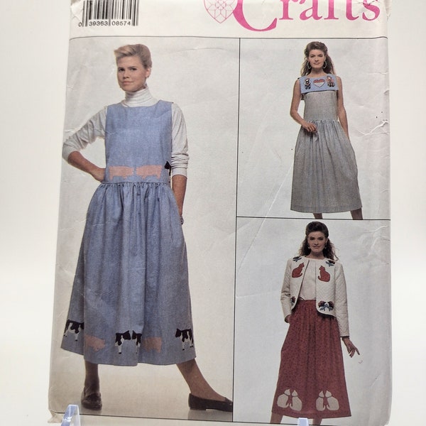 Vintage Simplicity Crafts 9034 Women's Jumper Dress and Jacket 1980s - Size 6-8 - Factory Folded