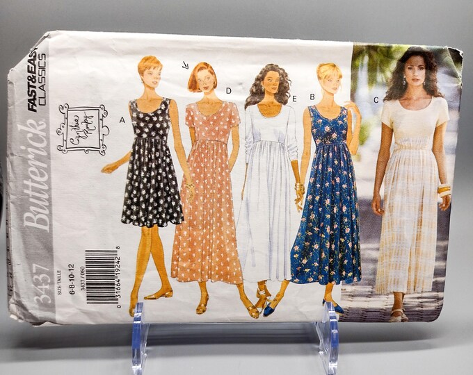 90s Dress Cynthia Rowley Sewing Pattern - Butterick 3437 - Sizes 6-12 ...
