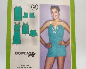 80s Knit Romper Dress Sewing Pattern - Simplicity 9460 - Misses Size 16