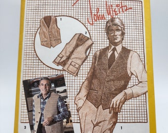 80s Men's Vests Vintage John Weitz Sewing Pattern - Simplicity 9793 - Size 42