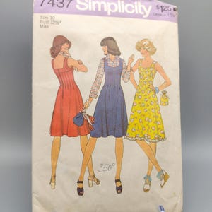 70s Sundress or Jumper Dress Sewing Pattern | Simplicity 7437 | Size 10