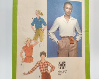 1970s Women's Blouse Sewing Pattern - Simplicity 8715 - Misses Size 16