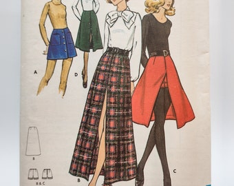 1970s Misses A-Line Skirts and Shorts Sewing Pattern - Butterick 6414 - Waist Size 27"