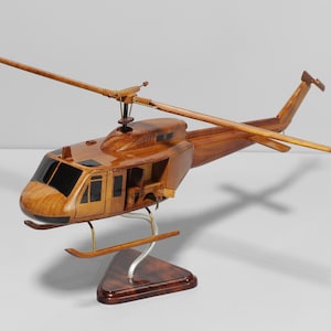 UH-1 Huey Helicopter Wood Model – Handmade Mahogany Military Aircraft | Collectible Aviation Gift