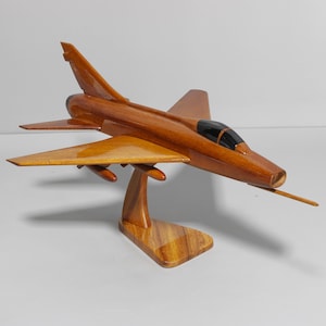 Handcrafted F-100 Super Sabre Fighter Jet Wood Model – Vintage Aviation Replica for Collectors & Decor