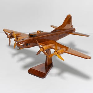 B-17 Flying Fortress Holzmodell - handgefertigter Mahagonibomber | WWII Sammler Flugzeug | Luftfahrt Geschenk Decor