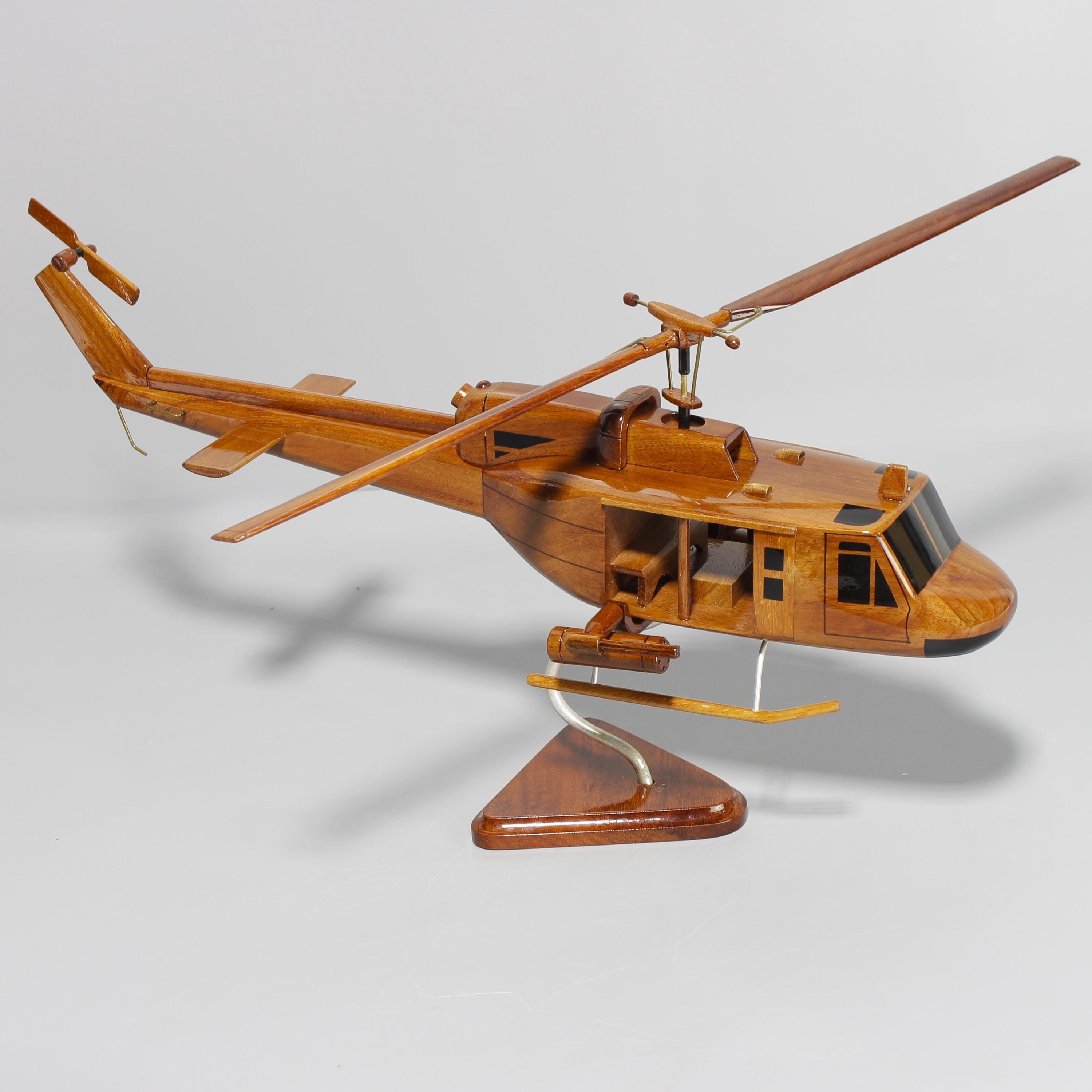 UH-1 Huey Gunship Wood Scale Helicopter Collective: 22 inch Helicopter Decor and gifts for aviation lovers