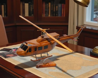 UH-1N Twin Huey Wooden Helicopter Model | Aviation Gift, 20 inch