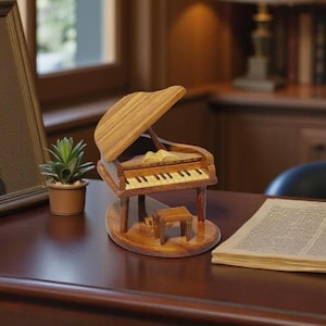 Wooden Grand Piano Model | Handmade Miniature Music Instrument | Gift for Pianists & Music Lovers
