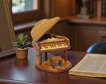 Modèle de piano à queue en bois | Instrument de musique miniature fait main | Cadeau pour pianistes et mélomanes