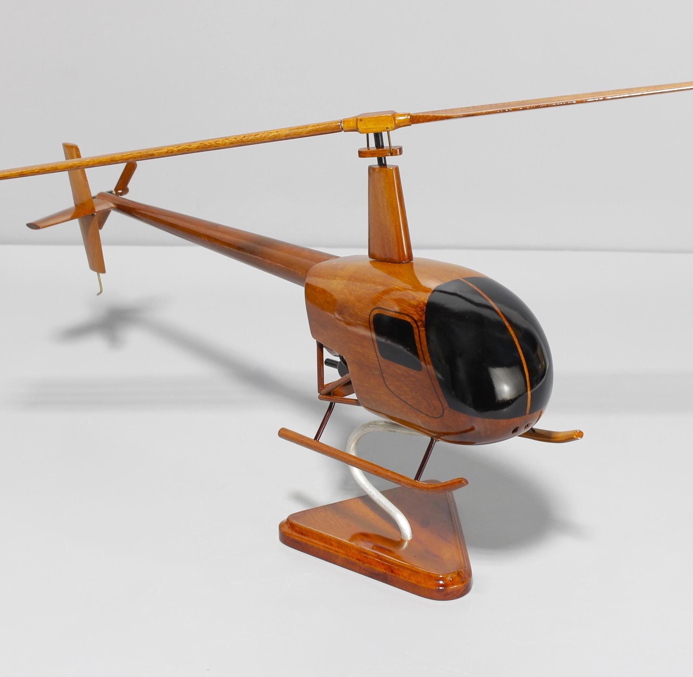 Wodden R22 Cockpit Robinson R22 Wooden Helicopter 21” – Handmade Mahogany Aircraft Model ...