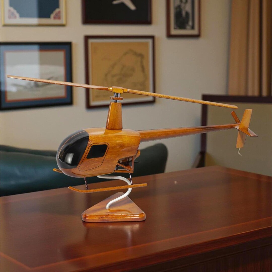 Wodden R22 Cockpit Robinson R22 Wooden Helicopter 21” – Handmade Mahogany Aircraft Model ...