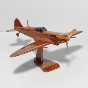 Handmade Supermarine Spitfire Wooden Model – Mahogany WWII Warbird | Battle of Britain Fighter Collectible