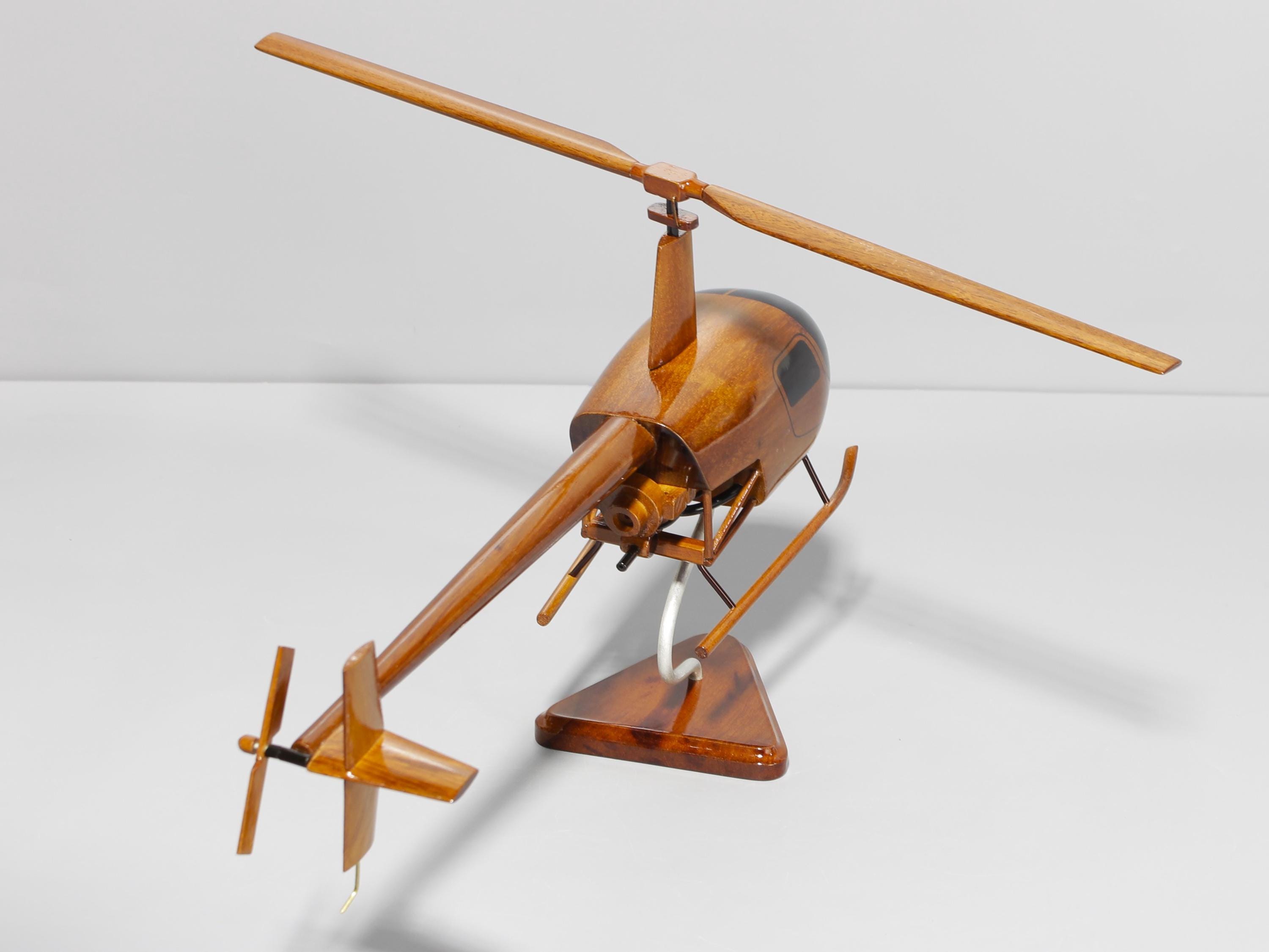 Wodden R22 Cockpit Robinson R22 Wooden Helicopter 21” – Handmade Mahogany Aircraft Model ...