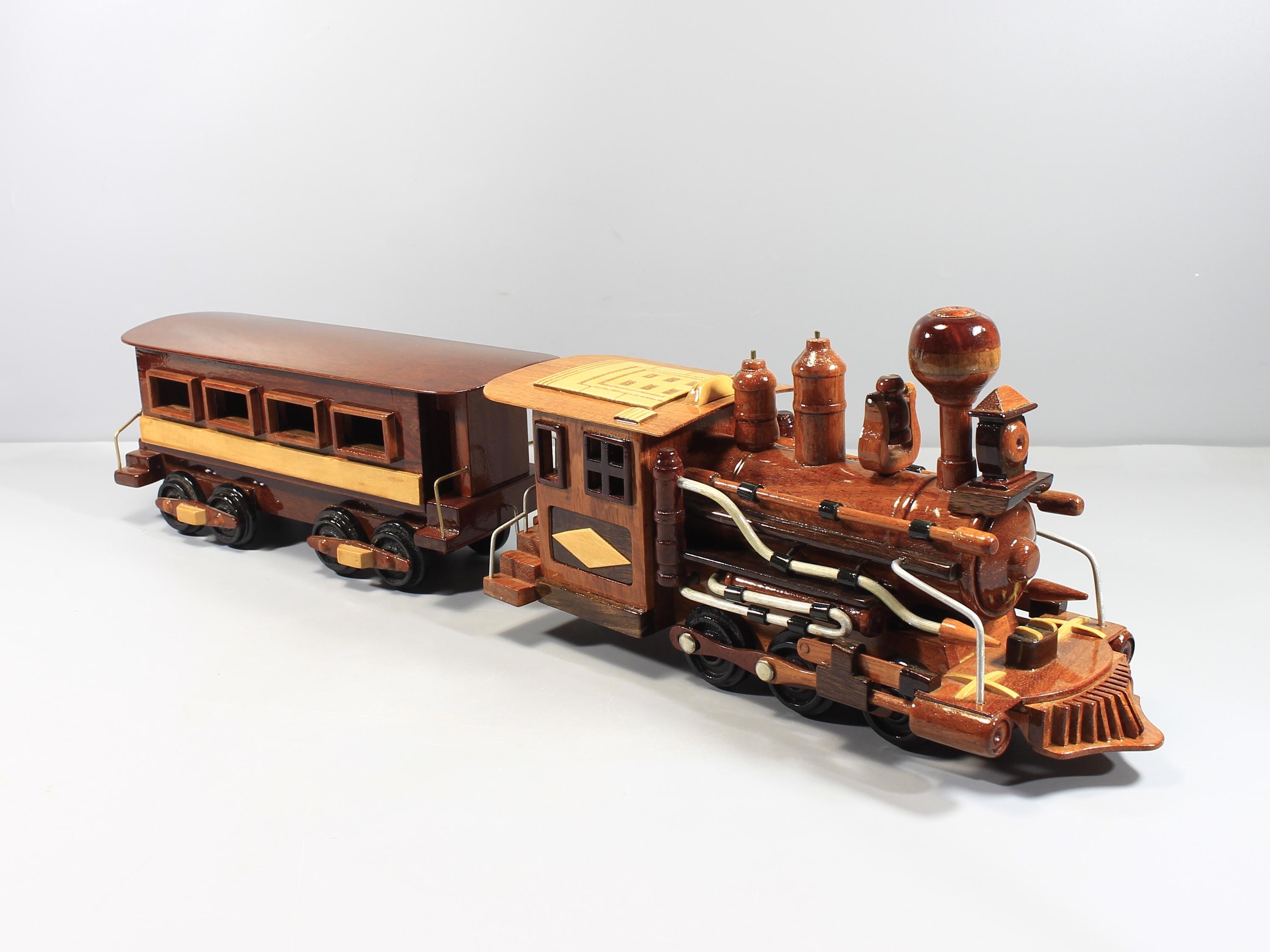 Handmade Model Train Vintage Wooden Steam Train Model | Handcrafted Classic Locomotive ...