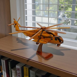 Handmade  CH-53 Stallion Wooden aircraft Model – Mahogany Heavy-Lift Military Helicopter | Aviation Collectible
