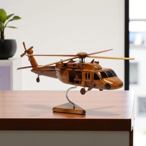 UH-60 Wooden Helicopter Model:  22 inch Helicopter Collective and Gifts For Aviation Lovers