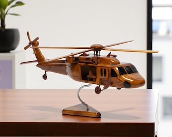 UH-60 Wooden Helicopter Model:  22 inch Helicopter Collective and Gifts For Aviation Lovers