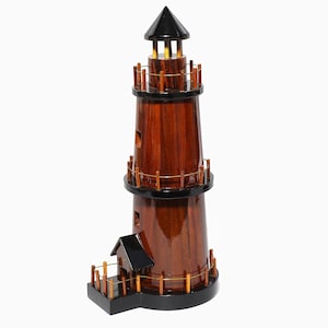 Maqueta de faro de madera / Decoración náutica costera hecha a mano / Regalo para coleccionistas y marineros / Regalo marítimo y decoración del hogar