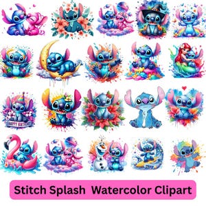 Stitch PNG Clipart: Floral Lilo & Stitch T-Shirt Design (Digital Download)