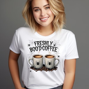 Freshly Boo&#39;d Coffee Ghost PNG: Halloween T-Shirt Design (Digital Download)