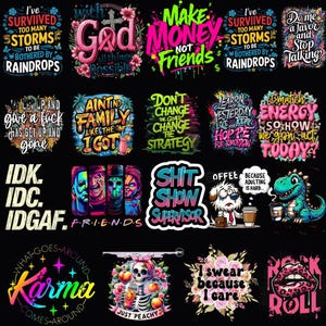 Sarcastic Quotes PNG & SVG Bundle: Adult Humor Designs (Digital Download