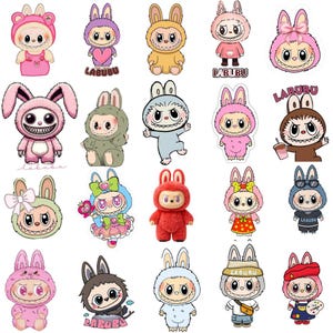 Labubu Design PNG Bundle ,Kawaii Cute Digital Stickers ,Vector Files for Cricut, Laser Cut, Sublimation,Instant Download ,Cartoon Character