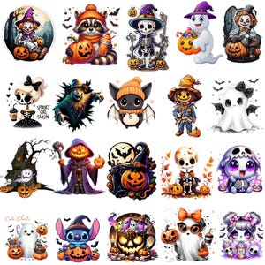 Retro Halloween PNG Bundle: Spooky Ghost & Pumpkin Designs (Digital Download)