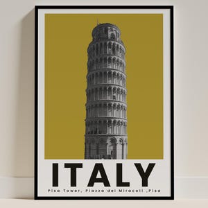 Schiefer Turm von Pisa Print - Italien Reiseplakat, Vintage Style Wandkunst, Italienisches Wahrzeichen Dekor, Pisa Architektur Kunst, Europa Reisegeschenk