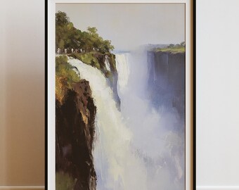 Victoria Falls African Waterfall Wall Art Digital Print