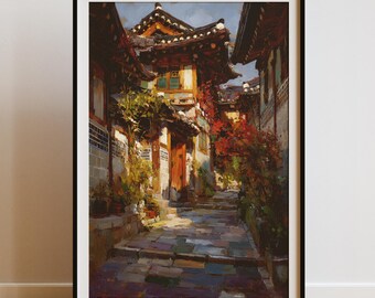 Seoul Hanok Village Art Print: Korean Houses (Digital Download)