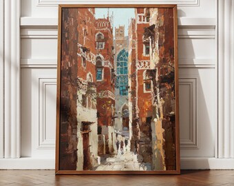 Sanaa Wall Art Yemen Print Old City Mud Brick Architecture Tower Digital Download