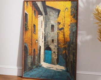 Provence Wall Art France Print Roussillon Village Ochre Street Blue Door Digital Download