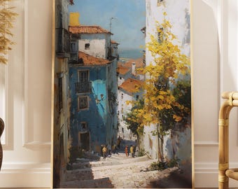 Lisbon Wall Art Portugal Print Alfama Street Landscape Sea View Digital Download
