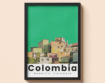 Colombia Medellín Travel Poster: Minimalist Cityscape Art (Digital Download)
