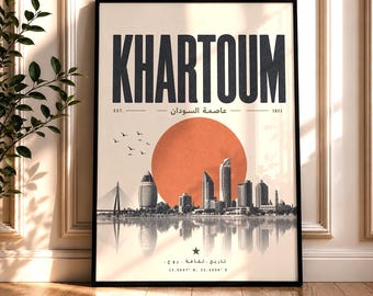 Khartoum Sudan Travel Poster: Nile Skyline Wall Art, Burj Elfatih Print, Sudanese Decor, Sudan Gift Print (Digital Download)