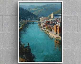 Georgetown University Wall Art | Potomac River Rowing Print | Healy Hall Washington DC Oil Painting | Historic DC Waterfront