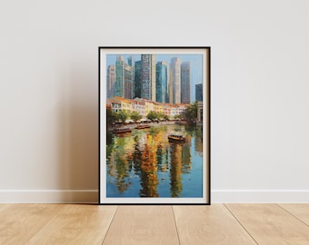 Singapore River Cityscape: Impressionist Art (Digital Download)