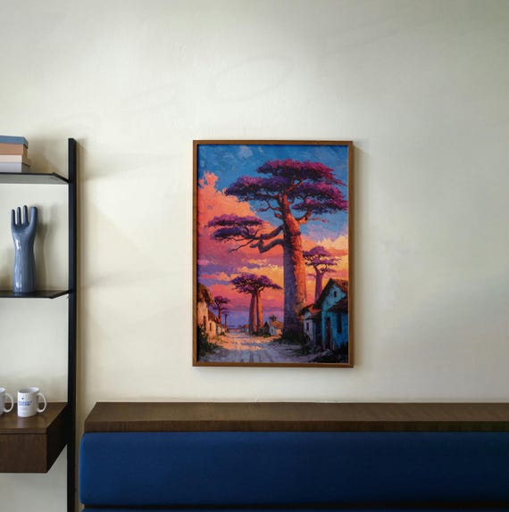 Madagascar Baobab Trees Sunset Art Print, African Landscape (Digital Download)