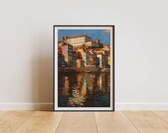Porto Portugal: Douro River Ribeira, Colorful Travel Wall Art (Digital Download)
