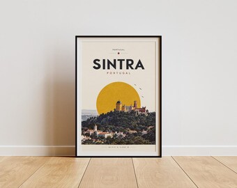Sintra Travel Poster, Sintra Portugal Print, Pena Palace Wall Art, Portugal Wall Art, Retro Portugal Poster, Sintra Gift Idea, Digital